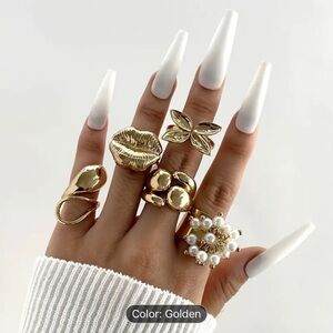 Elegant Gold-Tone Statement Ring Set